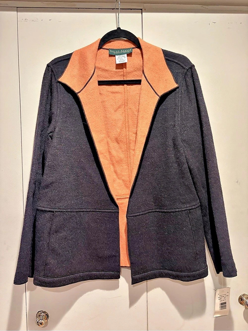 Harve Benard Wool blend Blazer jacket Black & peach Size 12 NWT